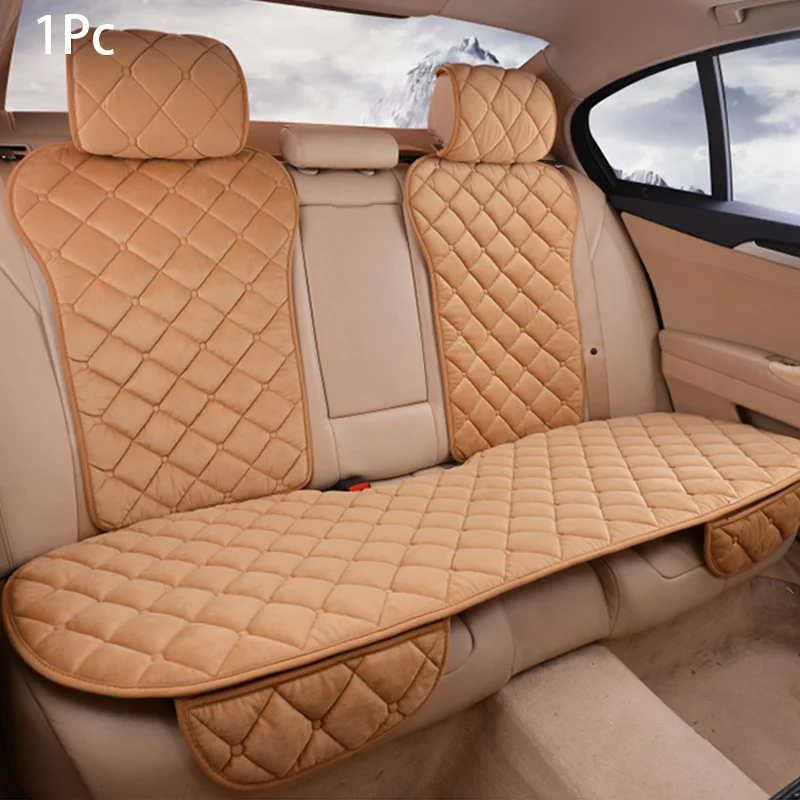 Rear Khaki 1pc Универсальные чехлы для автомобильных сидений, плюшевые теплые осенне-зимние чехлы для сидений, чехлы для автомобильных сидений, Защитные чехлы для авто, аксессуары для интерьера - Название цвета: Rear Khaki 1pc