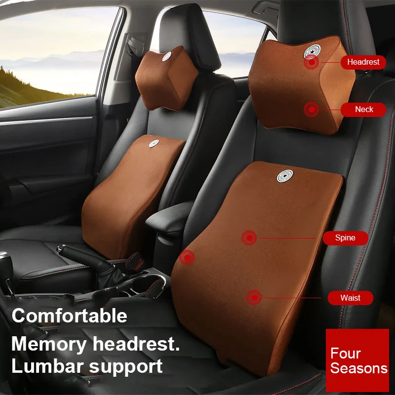 

Car Headrest Neck Pillow Front Seat Waist Four Seasons General Car Memory Cotton Waist Car Rest Head Rest Suitable Most Model