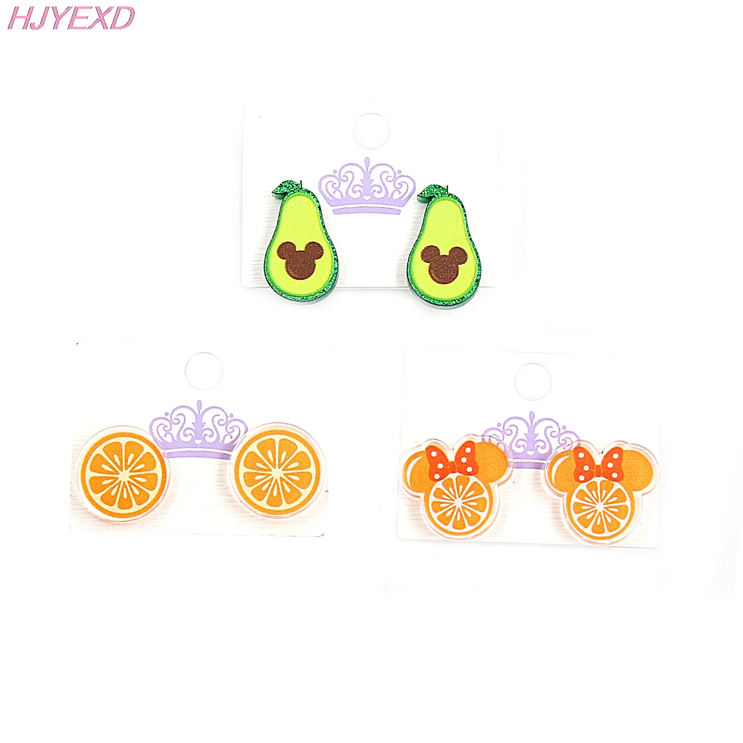 (1 пара) оранжевый и авокадо серьги-гвоздики УФ-печать с принтом в виде милой мышки