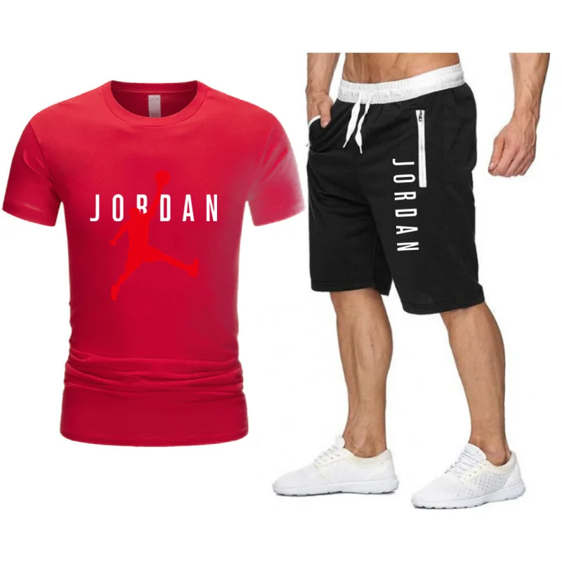 

2021 fashion leisure sportswear summer letter printing men's jogging fitness men's T-shirt Fashion Top + casual pants