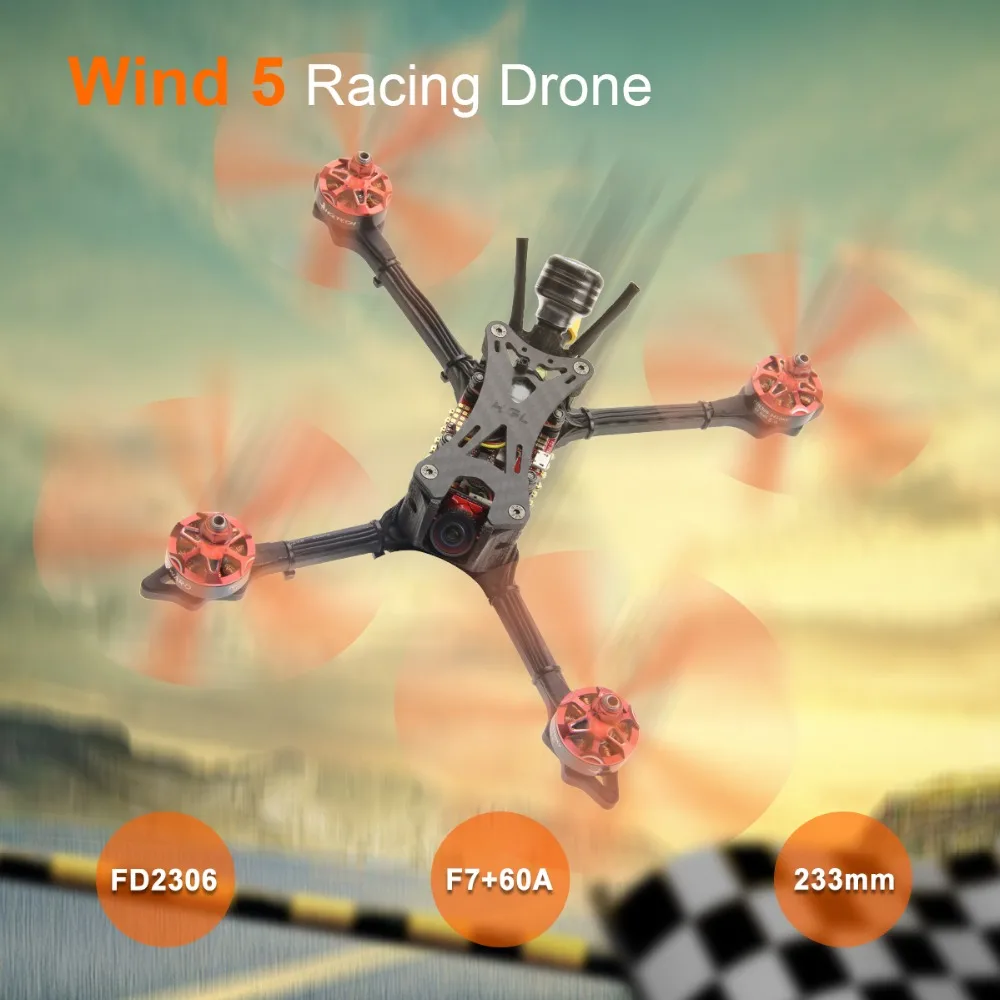 HGLRC Wind5 4S/6S FPV гоночный Дрон мощный F7 FC 2306 2450/кв бесщеточный двигатель Blheli32 60A 4 в 1 ESC карбоновая рама