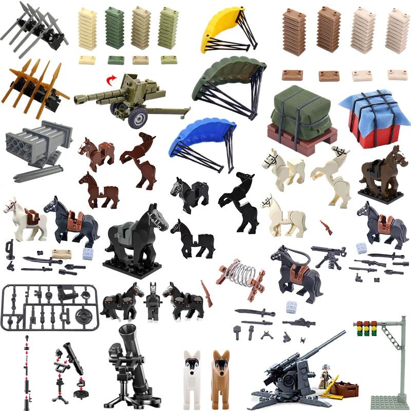 Блокировочные строительные блоки Mlitary Cannon Airdrop War Horse Обучающие игрушки