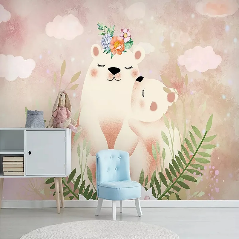 Большие настенные 3D обои на заказ Мультяшные животные в скандинавском стиле