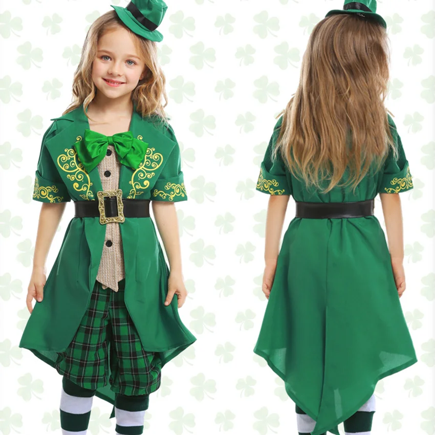 

Girls Halloween Costume Ireland Saint Patrick St Patrick Day Lucky Fairy Costumes Leprechaun Girls Irish Goblin Cosplay Clothing