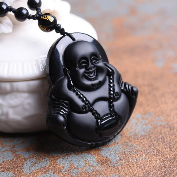 Black Obsidian Buddha Necklace Pendant Jade Jewelry Fine | Украшения и аксессуары
