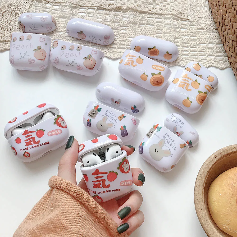 Наушники Funda с милыми животными и фруктами чехол для AirPods Pro 2 s цветы медведь