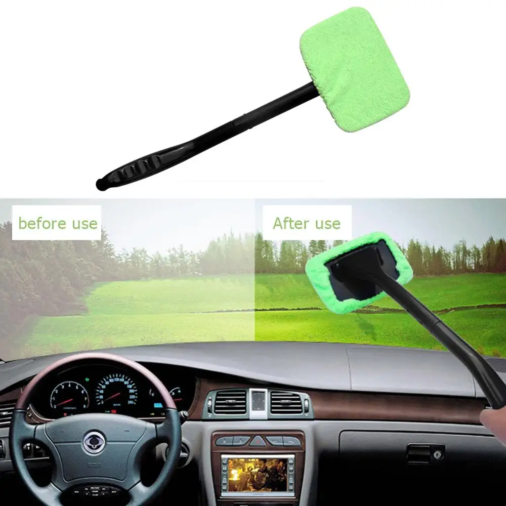 Автоматический очиститель окон из микрофибры, длинная ручка, щетка для мытья автомобиля, тряпка, стеклоочиститель, щетка для чистки автомобиля, уход за детализацией