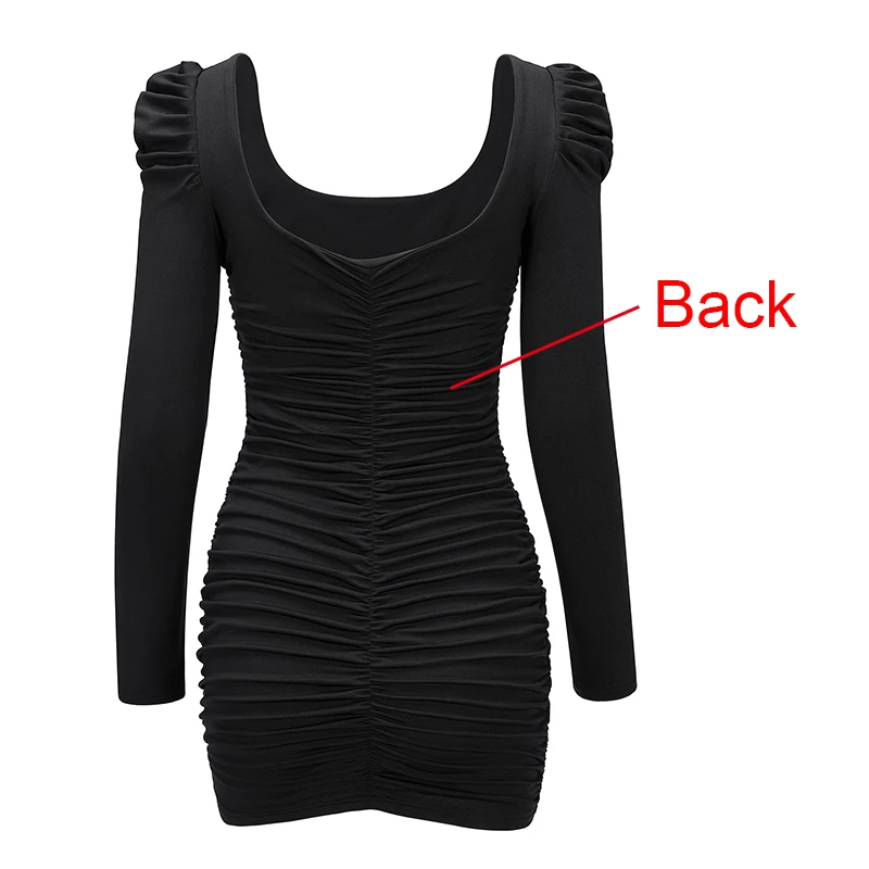 Женское облегающее платье Nadafair с квадратным вырезом и пышными рукавами