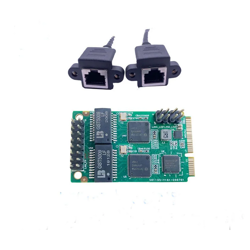 Mini Pcie board to 2*LAN RJ45 connector I211-AT chip adapter module enlarge