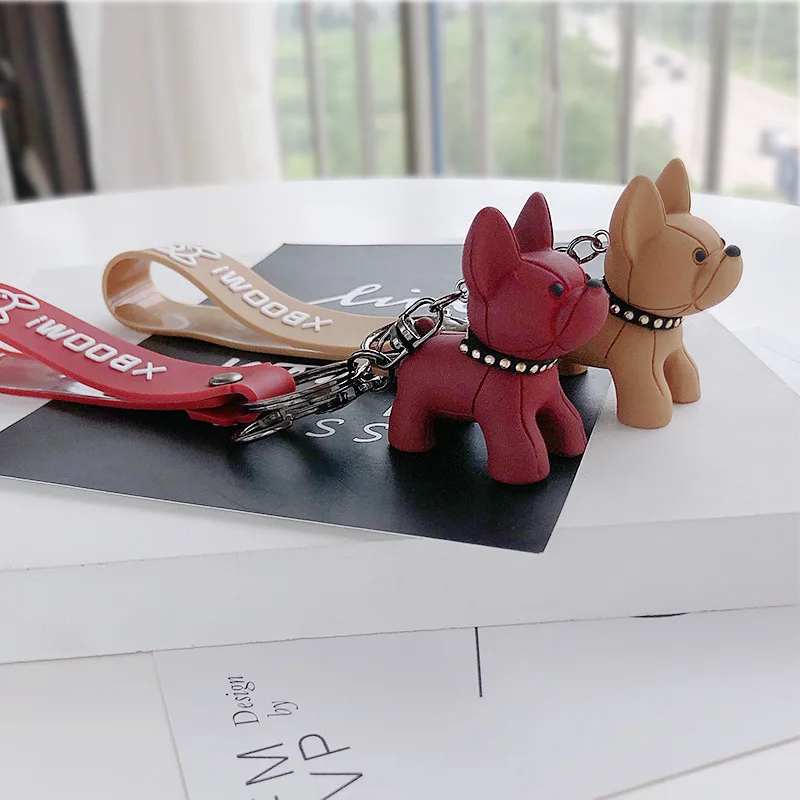 Cute Bulldog Key Chain 6 Colors Resin Creative Car Ring Women Bag Pendant Bt21 Keychain with Free Silicone Hand Strap | Игрушки и хобби