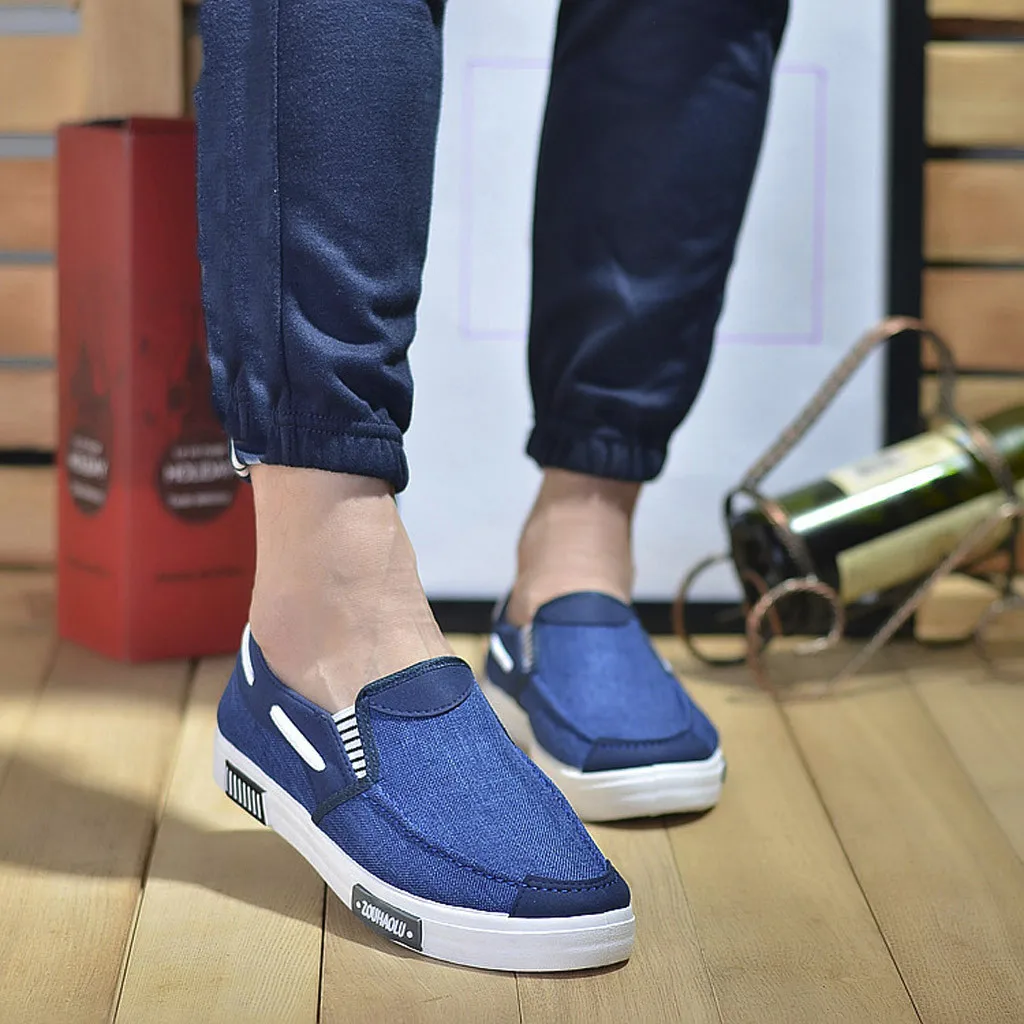 Мужская парусиновая обувь Новинка удобная мужская повседневная на плоской