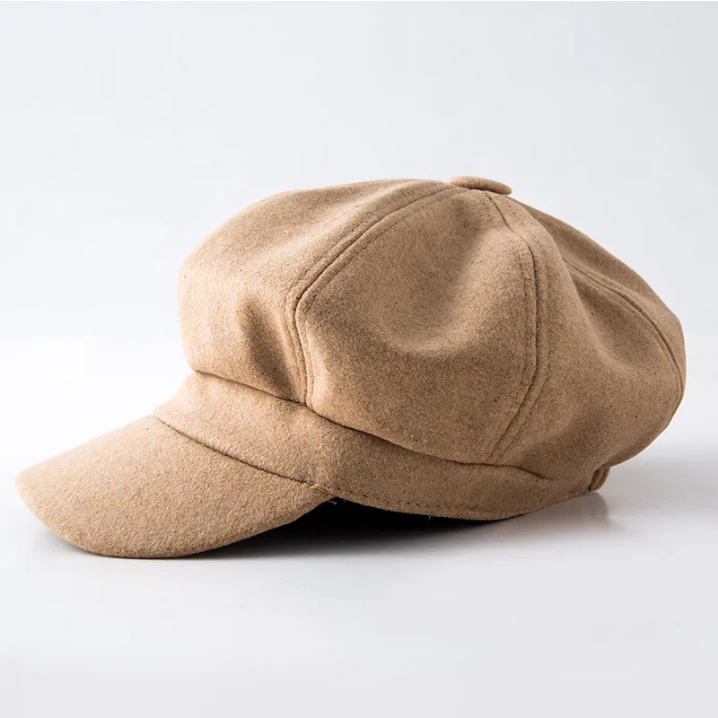 

Female Autumn-Winter Woolen Beret Cap Women's Octagonal Cap