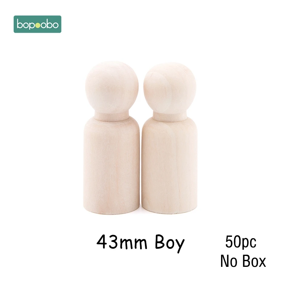 43mm Boy Bopoobo 50 шт. деревянный Прорезыватель для зубов, деревянные колышки для кукол, клен, неокрашенный, для детей, Pg, куклы ручной работы, незавершенные куклы, Декор, куклы, набор игрушек - Цвет: 43mm Boy
