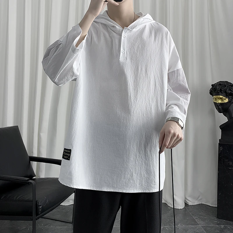 

Мужская футболка с капюшоном и двумя пуговицами спереди, размеры до XXXXXL