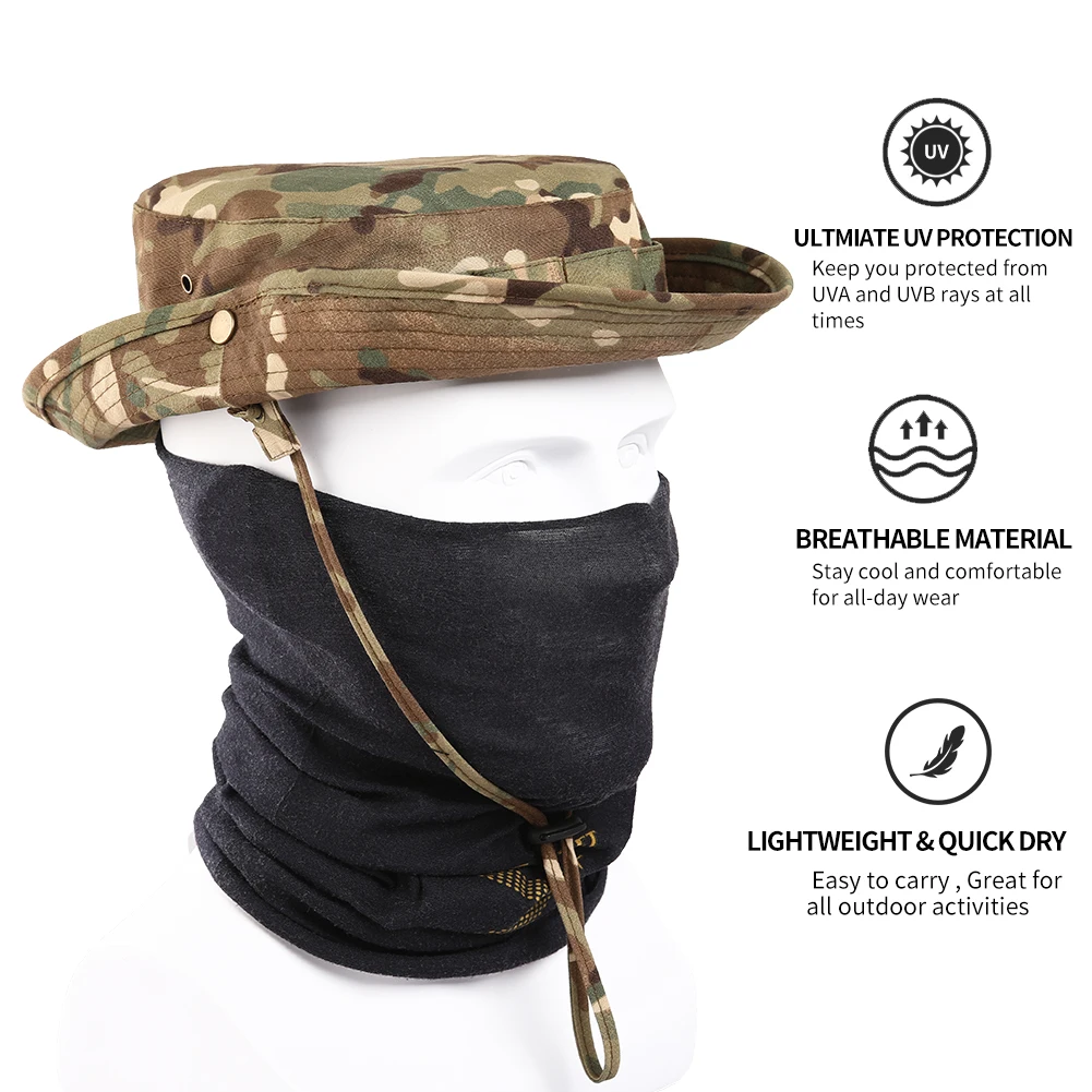 

US Tactical Men Multicam Boonie Hat Bucket Military Camouflage Army Hunting Outdoor Hiking Fishing UV Protection Fisherman Cap