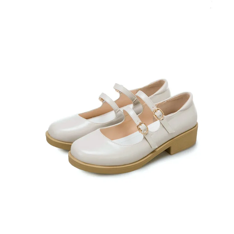 

YQBTDL Size 34-43 New 3cm Low Heels Mary Janes Pumps Women Leisure Shallow Shoes Woman Casual Spring Autumn 2021 Buckle Pumps