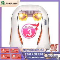 jinkairui electric shiatsu cervical neck massager back body massage pillow infrared heated shawl car home office products cape