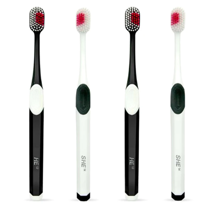 

2pcs Soft-bristle Heart Couple Brush Teeth Eco Friendly Adult Toothbrush