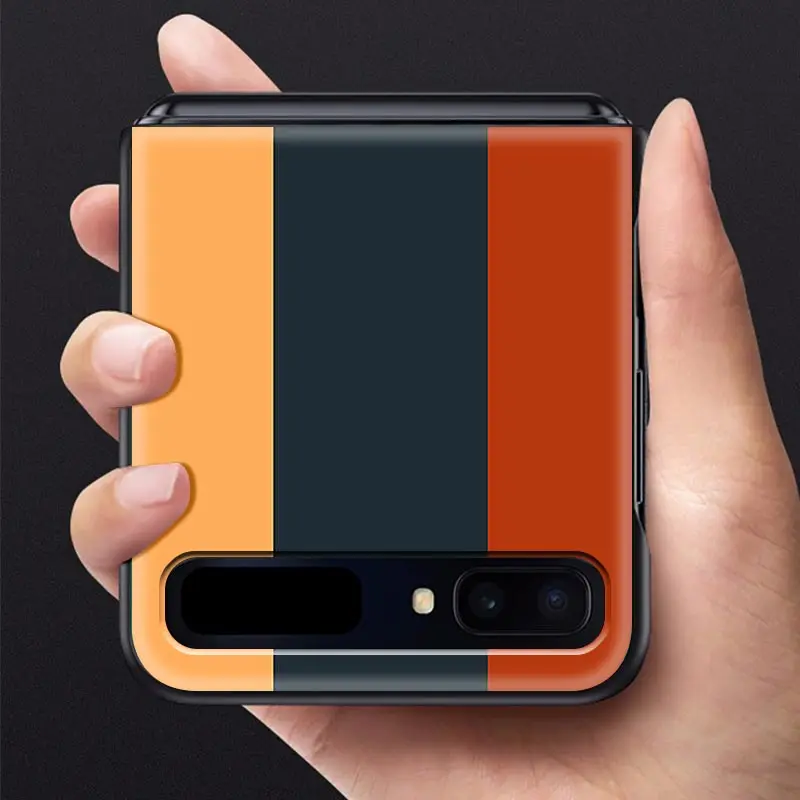 

Sports Brand Stripes Case For Samsung Galaxy Z Flip Cover For ZFlip 5G 6.7" Luxury Black PC Hard Phone Fundas Coque Sac