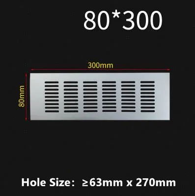 80MM X 300MM Алюминиевый сплав прямоугольная вентиляционная решетка вентиляционная крышка шкаф для обуви шкаф сетка отверстие жалюзи вентиляционное отверстие домашний декор крышка - Цвет: 80MM X 300MM