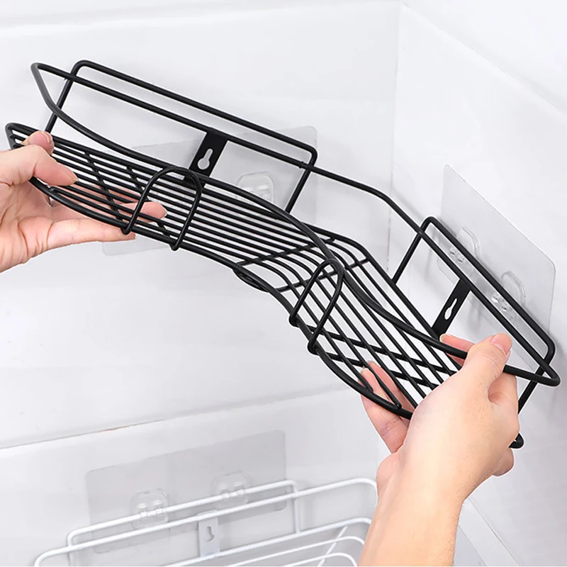 Полка для ванной комнаты угловая полка на присоске без отверстий хранения из