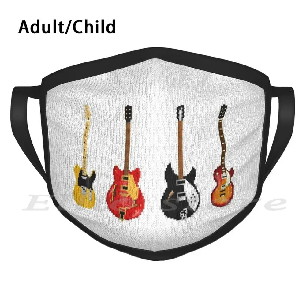 Электрические Классические гитары Pixel маска с принтом моющийся фильтр Забавный