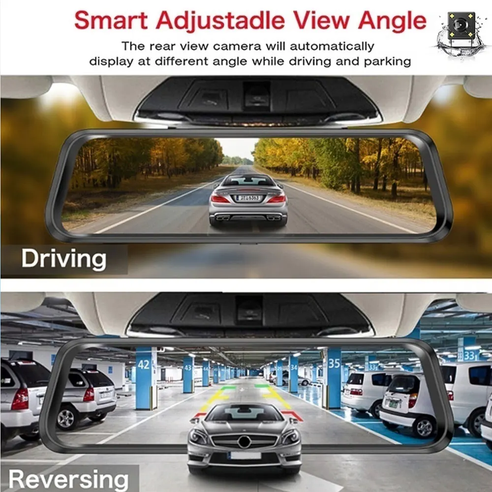 Зеркало заднего вида 9 66 &quotАвтомобильный видеорегистратор Full HD 1080P двойной