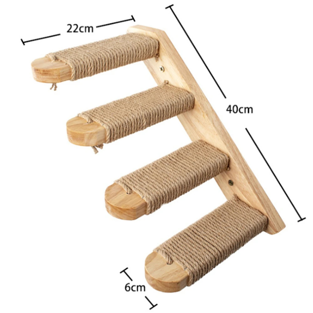 

Anti-Slip Cat Climbing Ladder Wall-Mounted Cat Rack Wood Kitten Climbing Frame 4 Steps Stairs Cat Jumping Board Pet Furniture