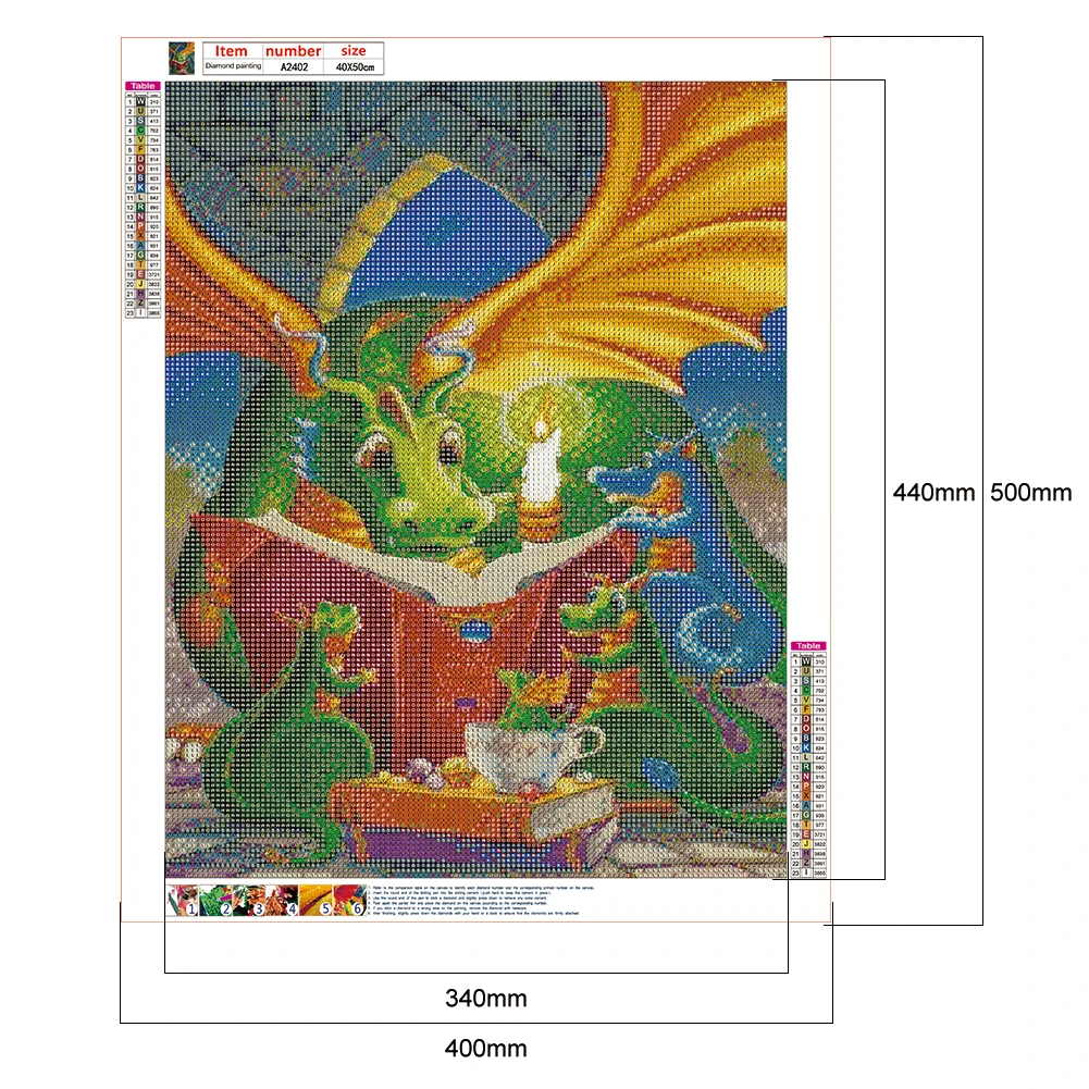 Green Dragon 5D DIY Diamond Painting Kits Resin Full Round Home Wall Art Kit Rhinestone Drawing Room Deco | Дом и сад