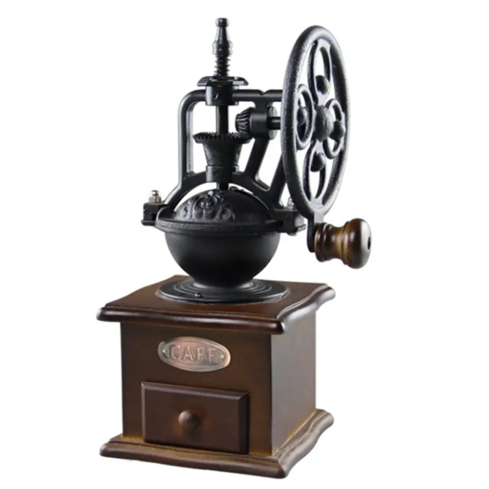 

Vintage Style Manual Coffee Grinder Wooden Household Coffee Bean Mill Grinding Ferris Wheel Design Hand Coffee Maker Machine