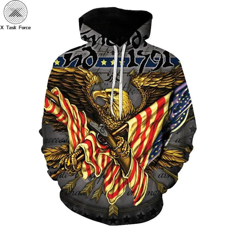 Американский флаг весна и осень мужская толстовка с 3d принтом Статуя Свободы