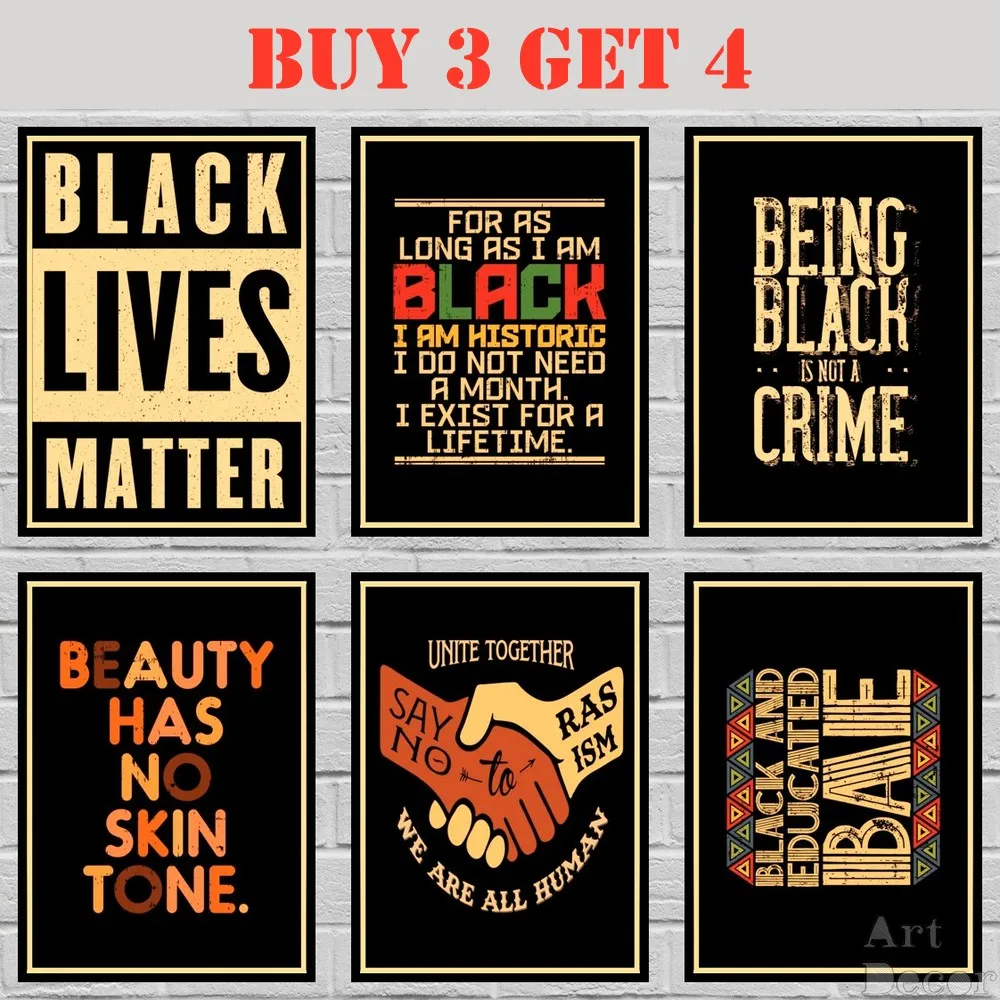 

42 Designs Black Live Matter Kraft paper Poster BLM Painting Abstract Funny Fancy Wall Sticker 1 42X30cm