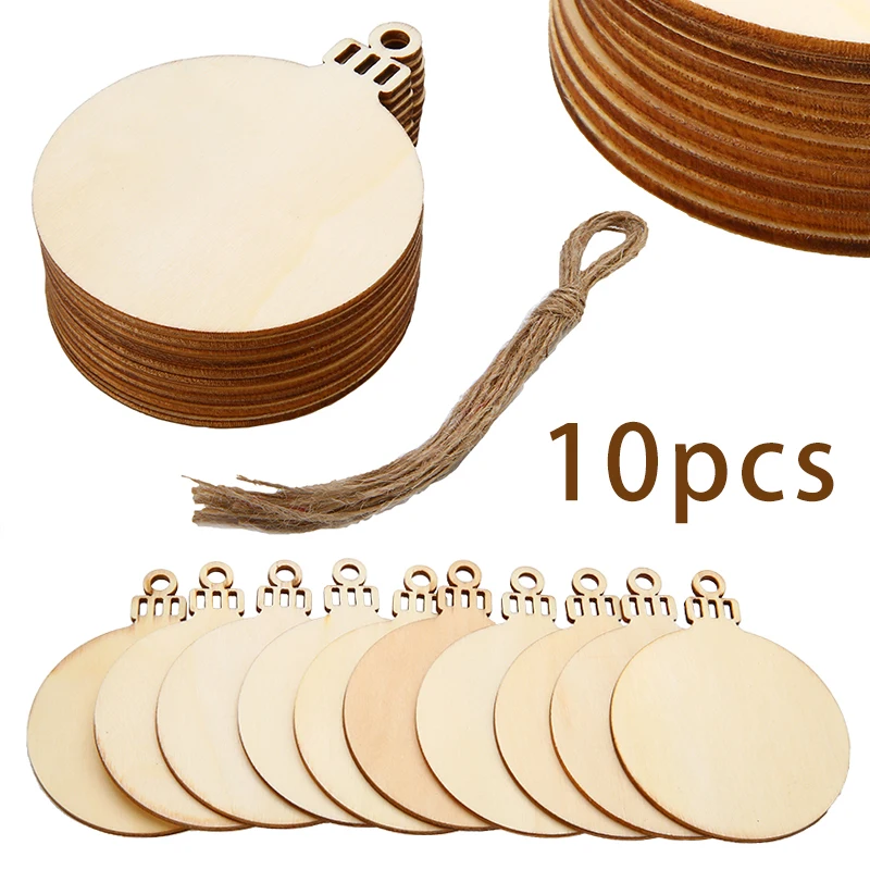 

10-pcs Christmas wooden round baubles for Christmas decoration