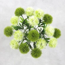 Dandelion Ball Artificial Flower Branch And False Leaf Green Plant Wedding Home Decoration Table Vase Flower