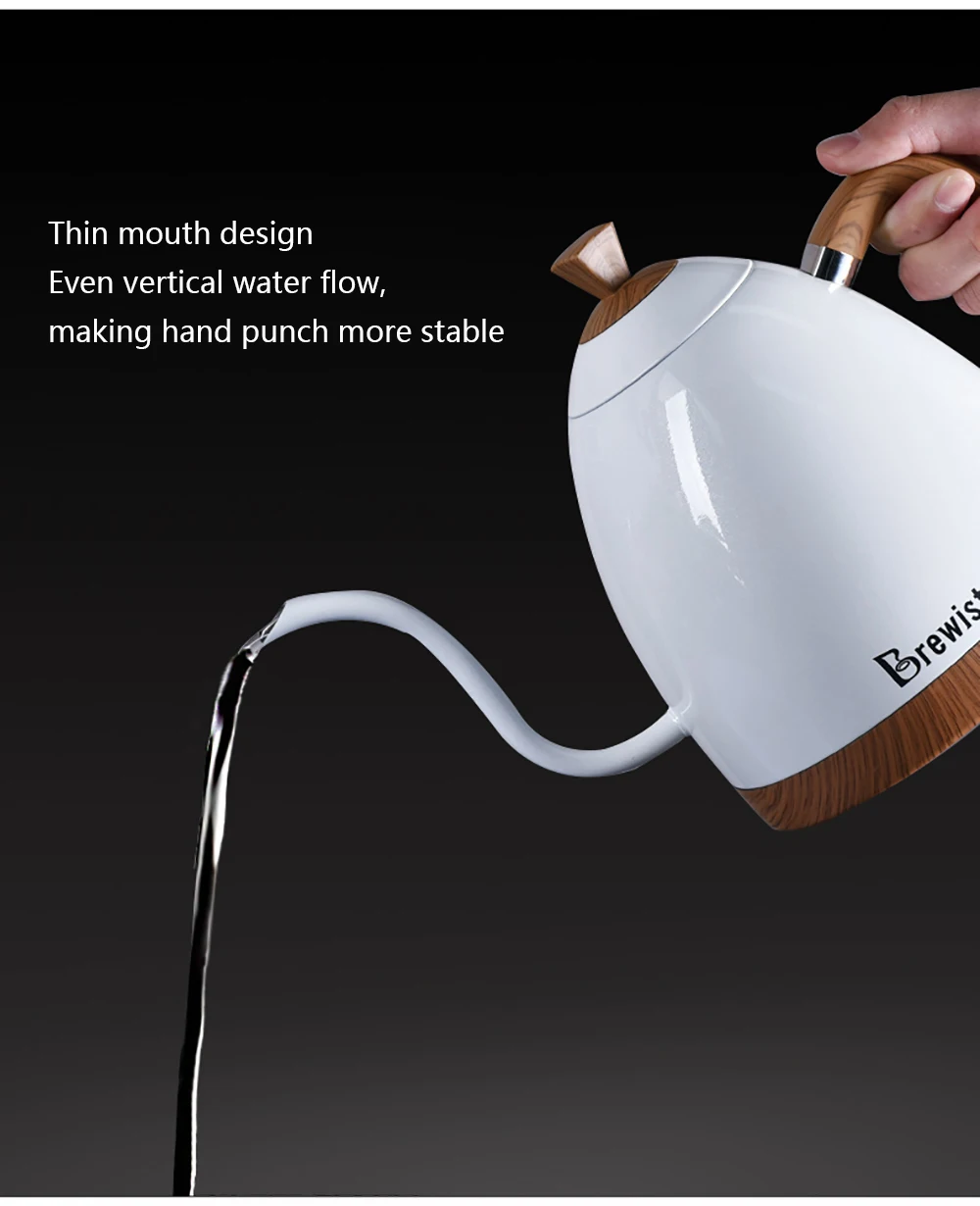 Brewista Artisan-hervidor de agua con cuello de cisne y temperatura constante, control de temperatura variable, 1000 V, 600ml/220 ml-4