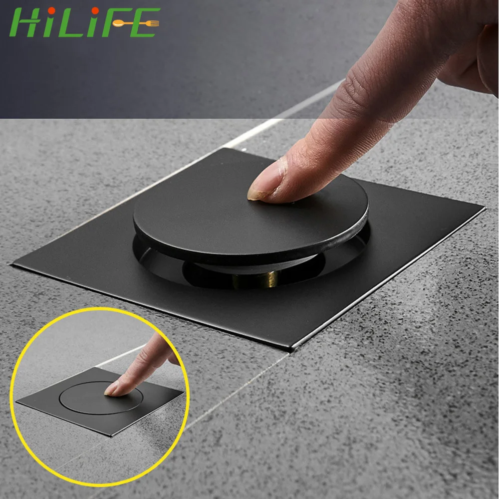 

HILIFE выдвижные стопы для слива пола 10*10 см квадратные латунные хромированные антизапаховые дренажи для ванны нажимная Крышка для душа ванно...