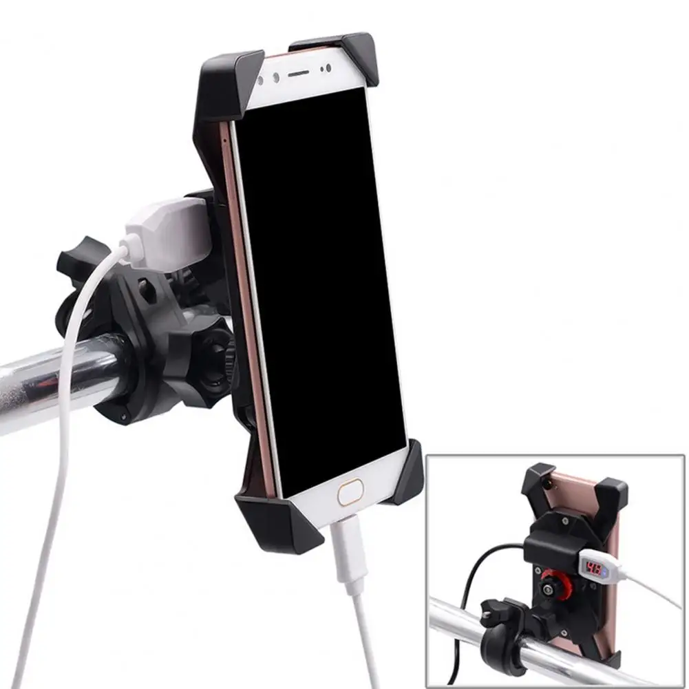

Phone Mount Rotatable Anti-shake High Durability Rearview Mirror/Handlebar Four Corners Package Phone Rack for Motorcycle