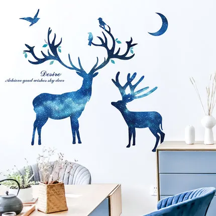 3D настенные наклейки Звездный олень картины для гостиной диван фон украшения