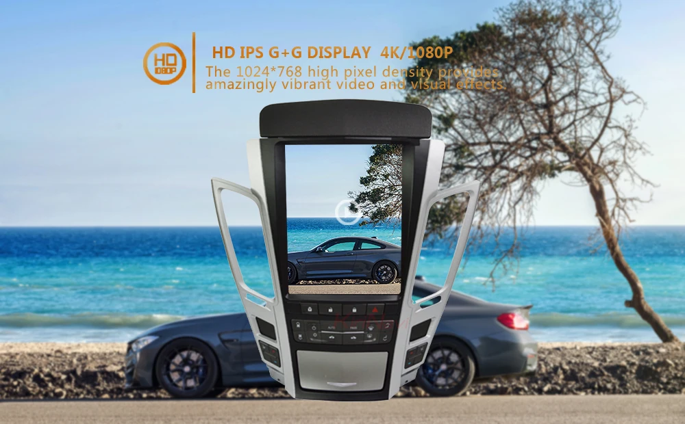 KiriNavi Telsa Style Vertical Screen 1 Din Android 8.1 10.4" Car Radio Gps Navigation For Cadillac CTS Old SRX Car Dvd Player 4G