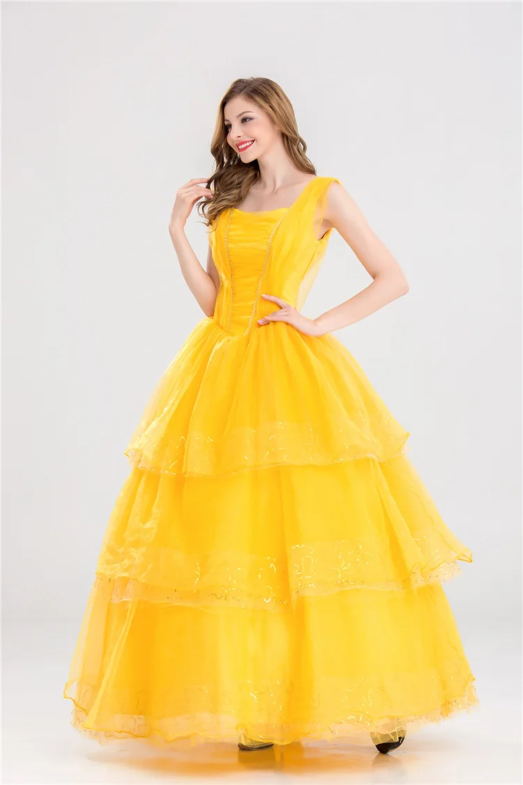 Костюм принцессы Белль для взрослых косплей Красавица и чудовище женские платья