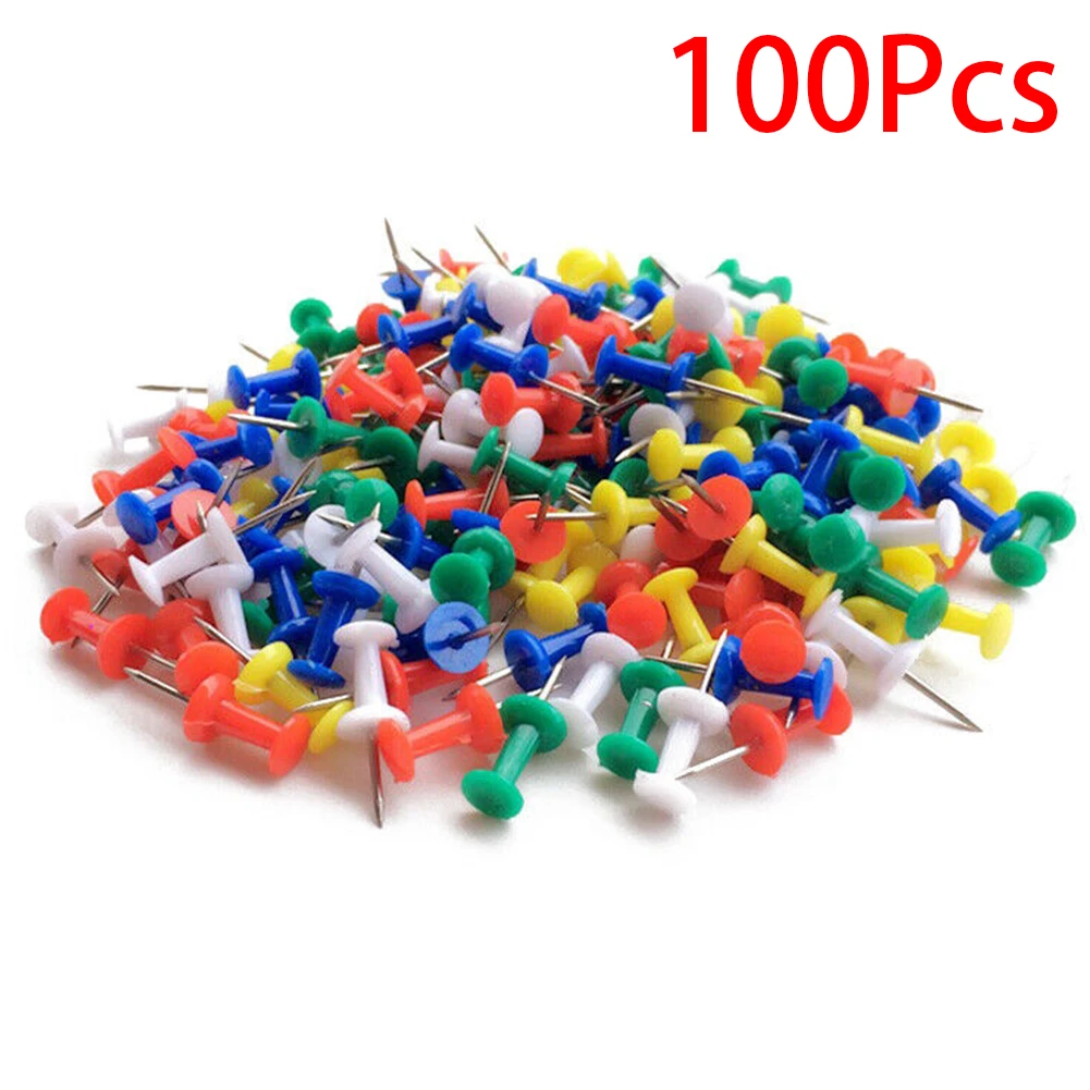 

100pcs Stationery School Home Notice Thumb Tacks Office Binding Supplies Cork Board Drawing Crafts Colored Metal Map Push Pin