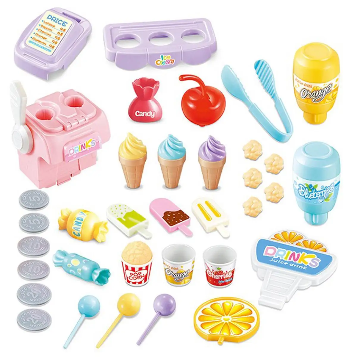 

Mini Candy Trolley with Light Music Ice Cream Shop Supermarkets Shopping Cart Kid's Kitchen Children Play House Toys for Girls