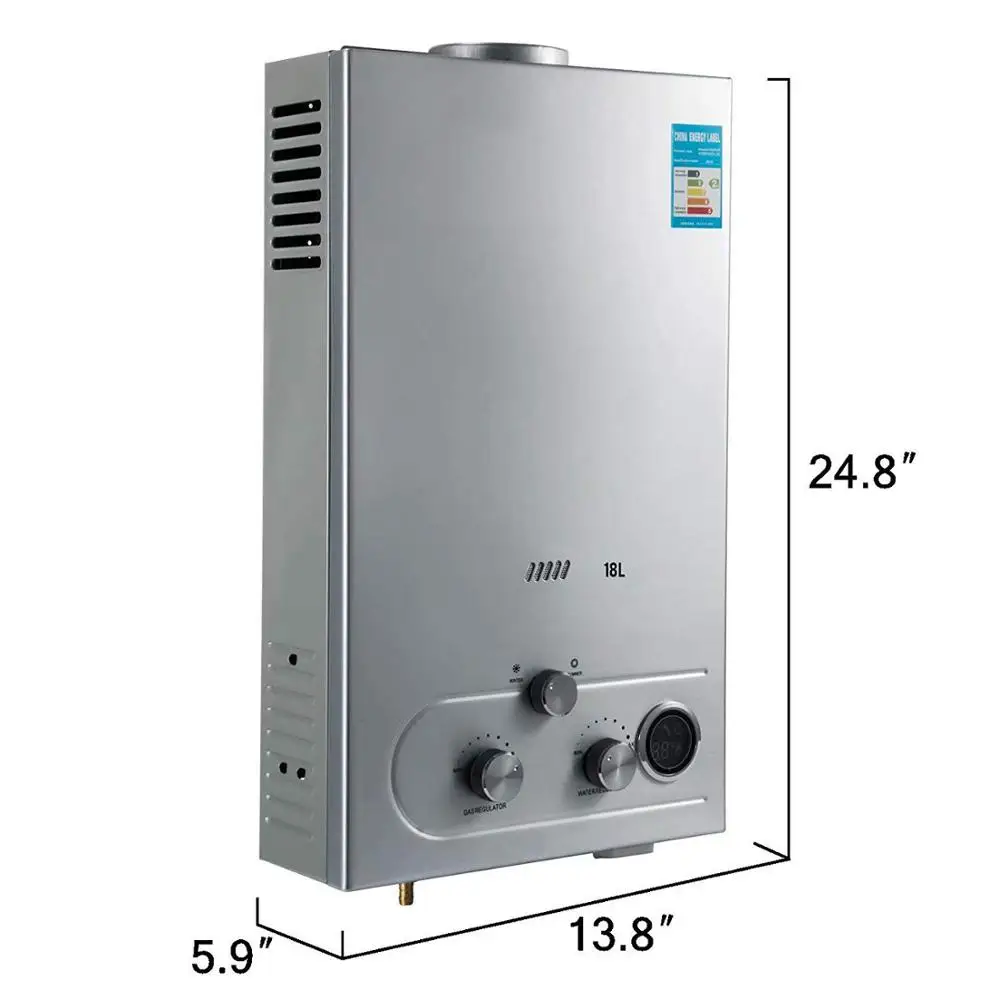 VEVOR 18L 4.8GPM проточный пропановый водонагреватель с фильтром для воды и газовым регулятором для наружного дома RV и т. д