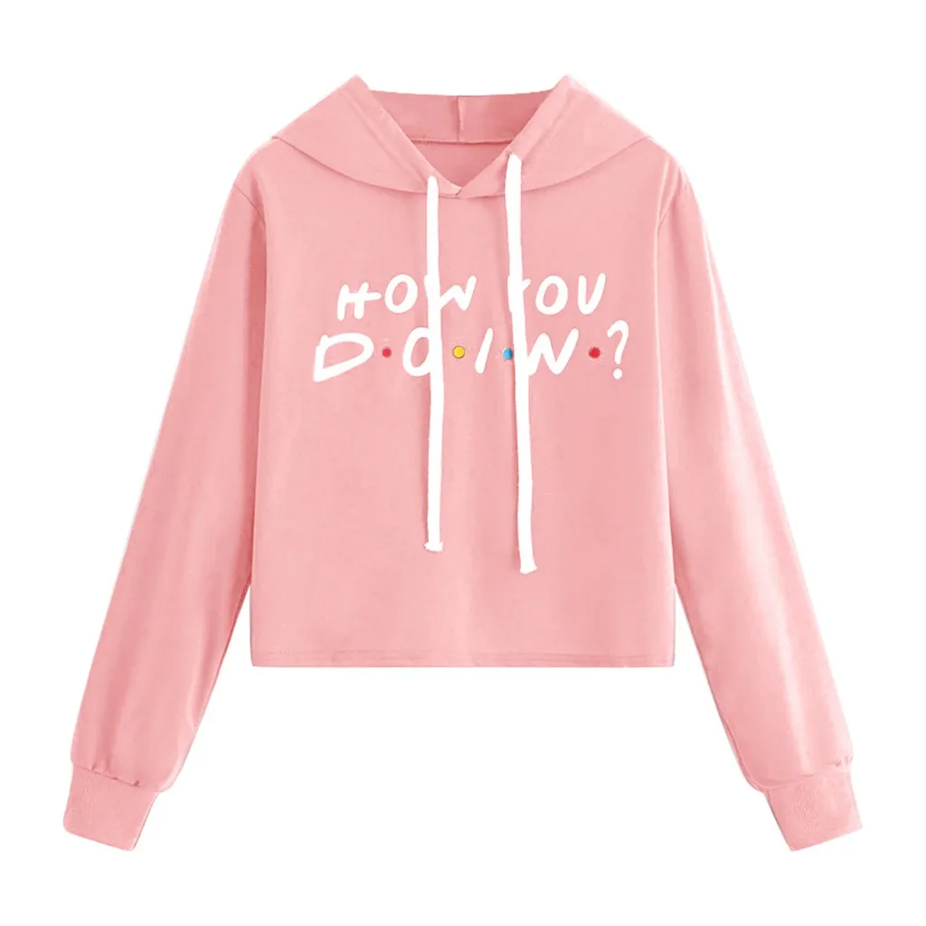 Укороченная толстовка женская Повседневная Толстовка с буквенным принтом