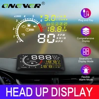 onever auto hud 5 5 head up display car speed projector obd2 ii euobd overspeed warning windshield projector alarm system