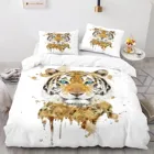 Комплект для кровати с принтом Тигр односпальный двойной полноразмерный королевский комплект для кровати с тигром и леопардом Aldult комплект чехлов для детской спальни с трехмерным принтом 011
