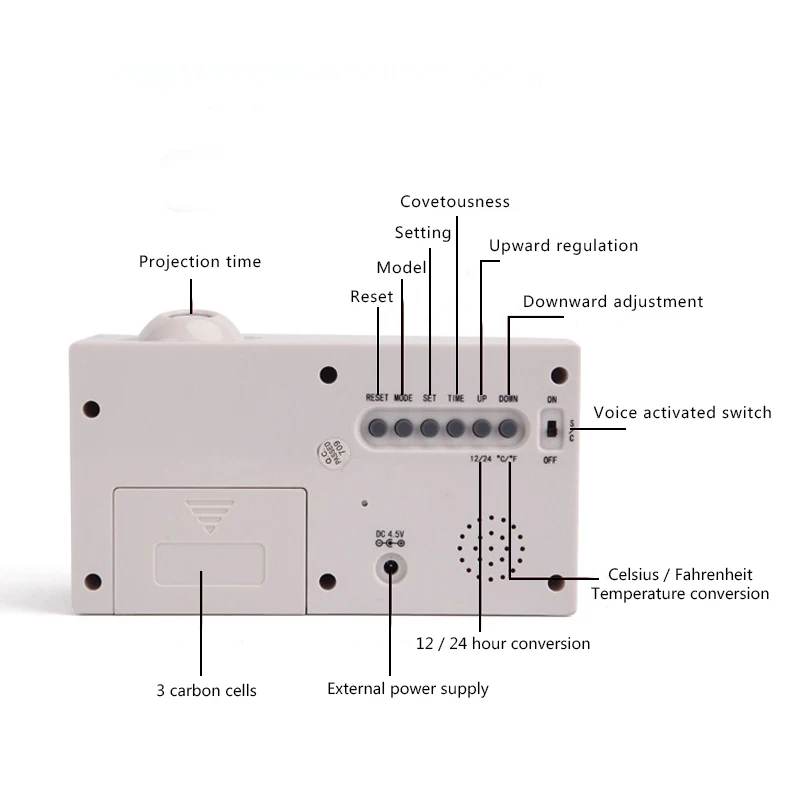Будильник с цифровой проекцией настольные часы ЖК-дисплеем и функцией повтора
