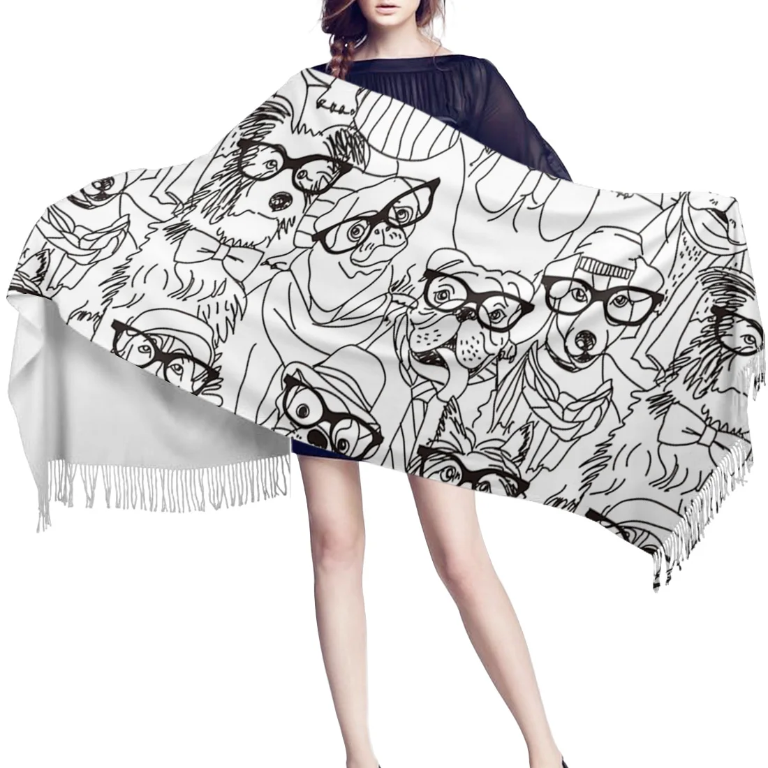 Черно-белое одеяло для собак с очками шерстяная шаль женщин дизайнерские