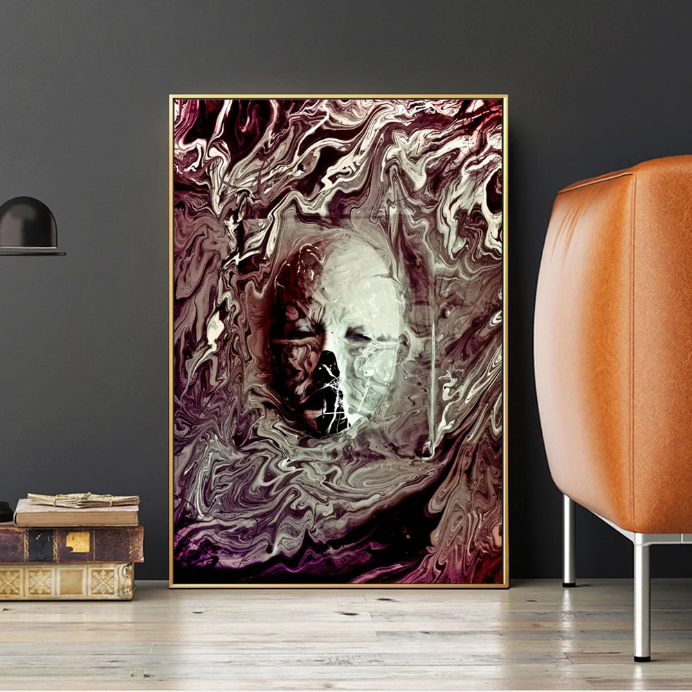 Абстрактная картина маслом на лице с текущей водой постеры и принты холсте