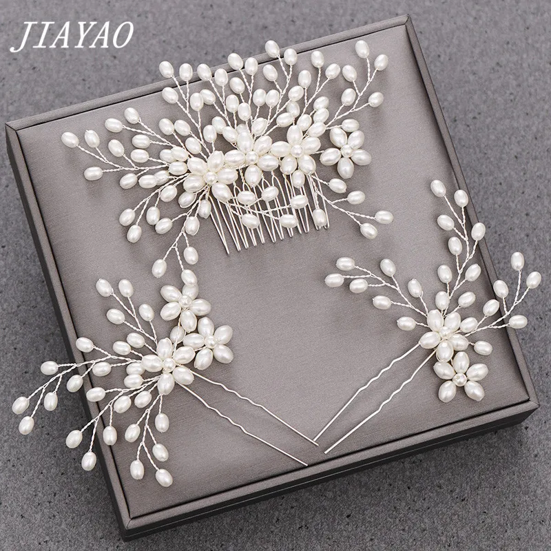 Гребень для волос с жемчугом свадебные аксессуары украшения тиара 3 шт./компл. |